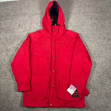 Vintage Woolrich Woman Red Rain Repel Mountain Parka Hooded Coat Jacket Size M