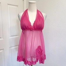 Frederick  s of Hollywood Pink Sheer Babydoll Slip