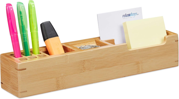 Schreibtisch Organizer Bambus, 11 FäCher Aufbewahrungsbox, BüRo Organizer Hxbxt:-image