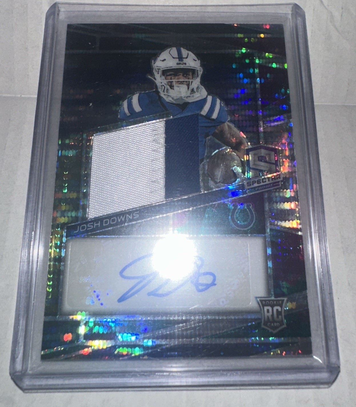 2023 Panini Spectra- Rookie Patch Autograph Josh Downs #221 Celestial Prizm /75