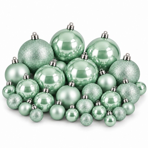 Mica Decorations Christbaumkugeln Unzerbrechlich HellgrüN 46-Teilig - Durchmesse-image