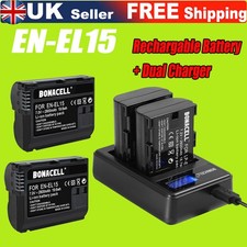 Image of 2 pack EN-EL15 Battery for Nikon 1 V1 D7000 D7100 D7200 D600 D610 D800 & Charger