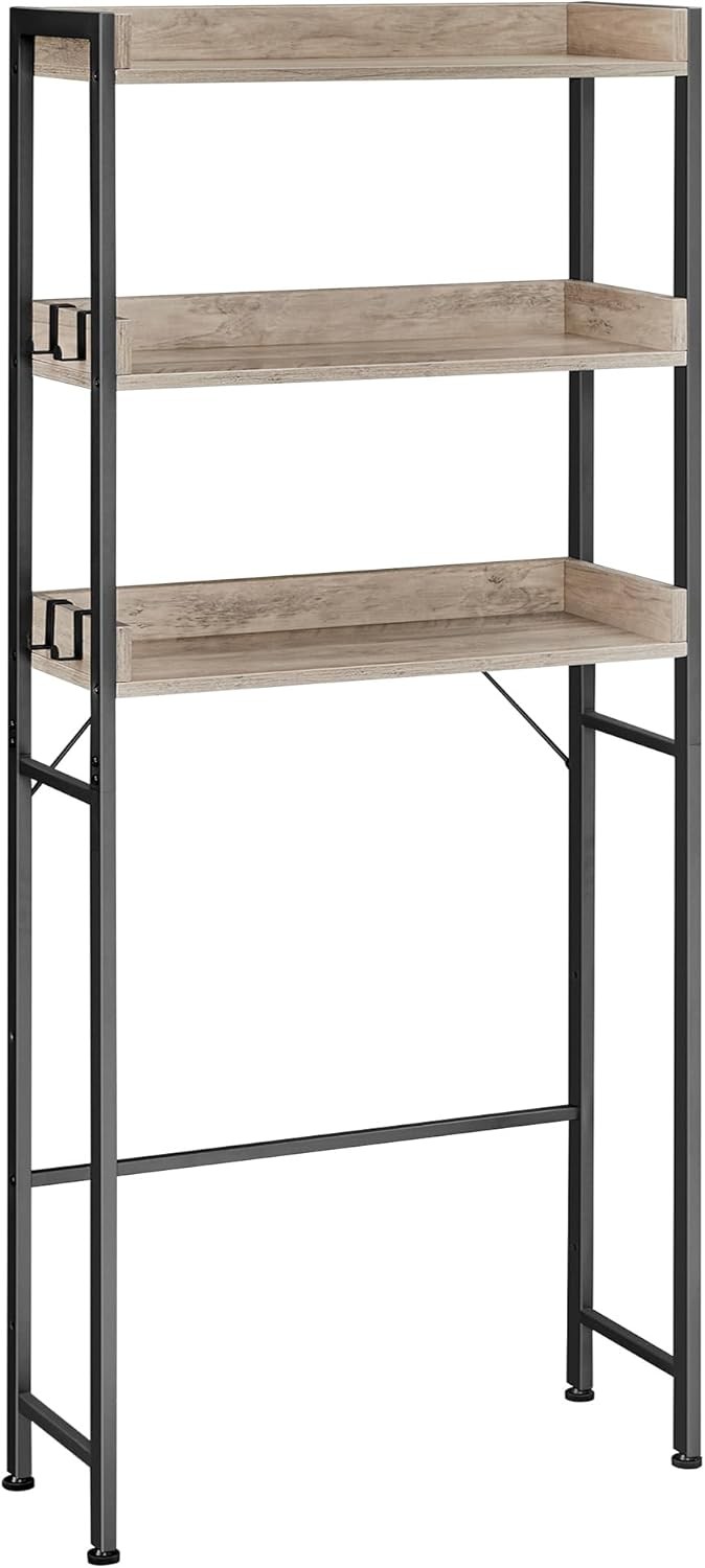 VASAGLE 3-Tier Over-The-Toilet Rack, Space-Saving Bathroom Storage Shelf, Greige