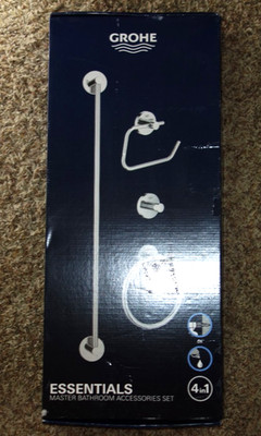 Grohe 40 823 Essentials 4 in 1 Master Bath Accessory Kit Set Chrome 40823001