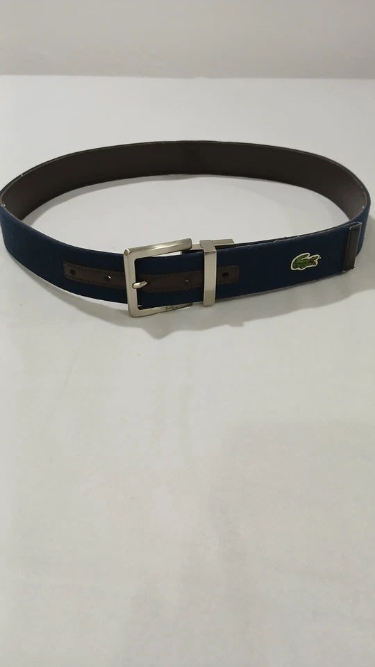 LACOSTE REVERSIBLE BELT SIZE 34 LEATHER & TWILL CROC LOGO BUCKLE Limited 25108 - Изображение 2 из 4