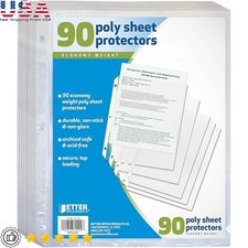 Clear Sheet Protectors Archival Safe Nonstick Durable Top Loading 3-Hole Punched