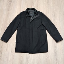 Vintage Banana Republic Mens L Black Wool Blend Quilt Lined Jacket Mid Length
