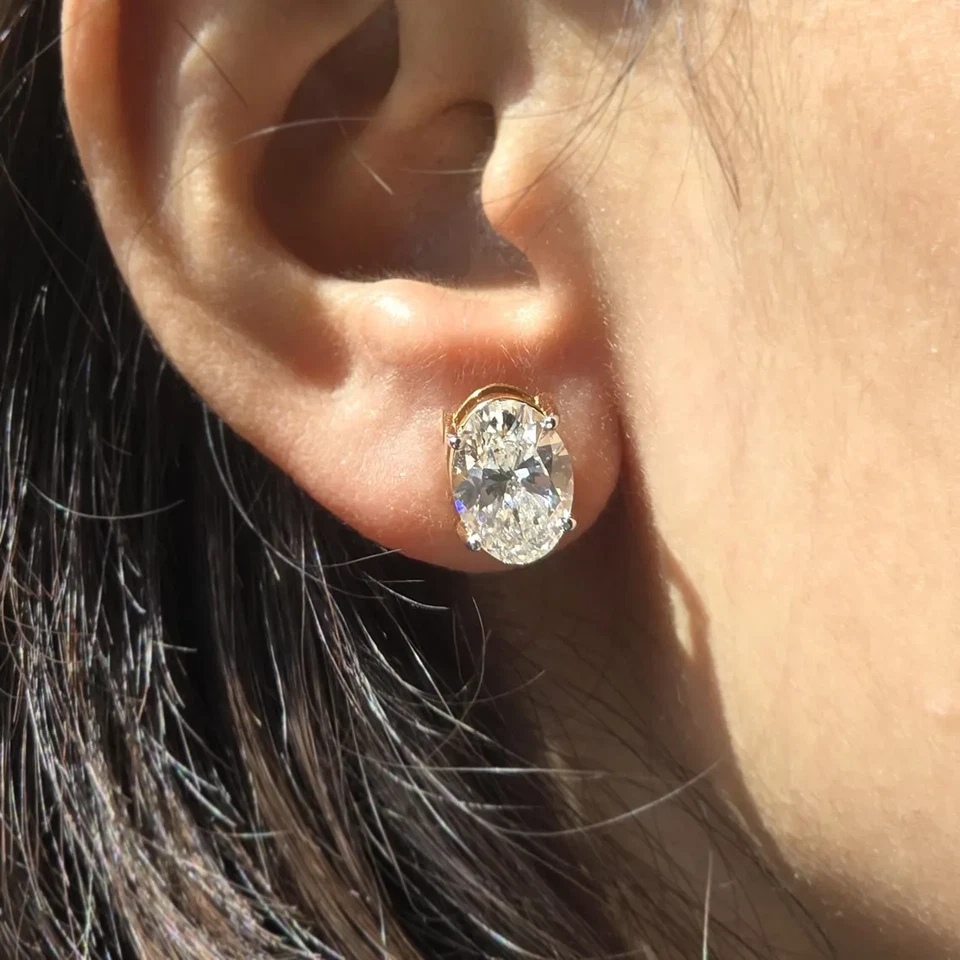 Orecchini in argento sterling 925 con diamanti coltivati in laboratorio... - Immagine 3 di 4