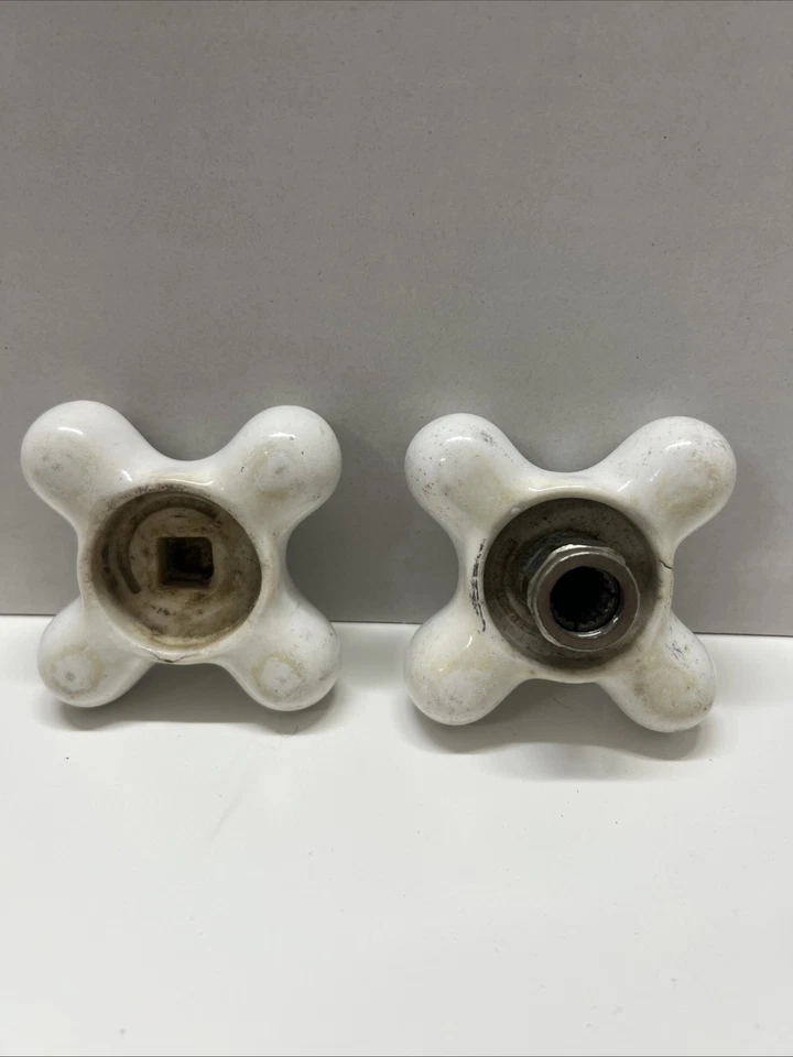 Vintage Porcelain Hot And Cold Bathroom Cross Handle Tub Knobs - Image 3 of 4