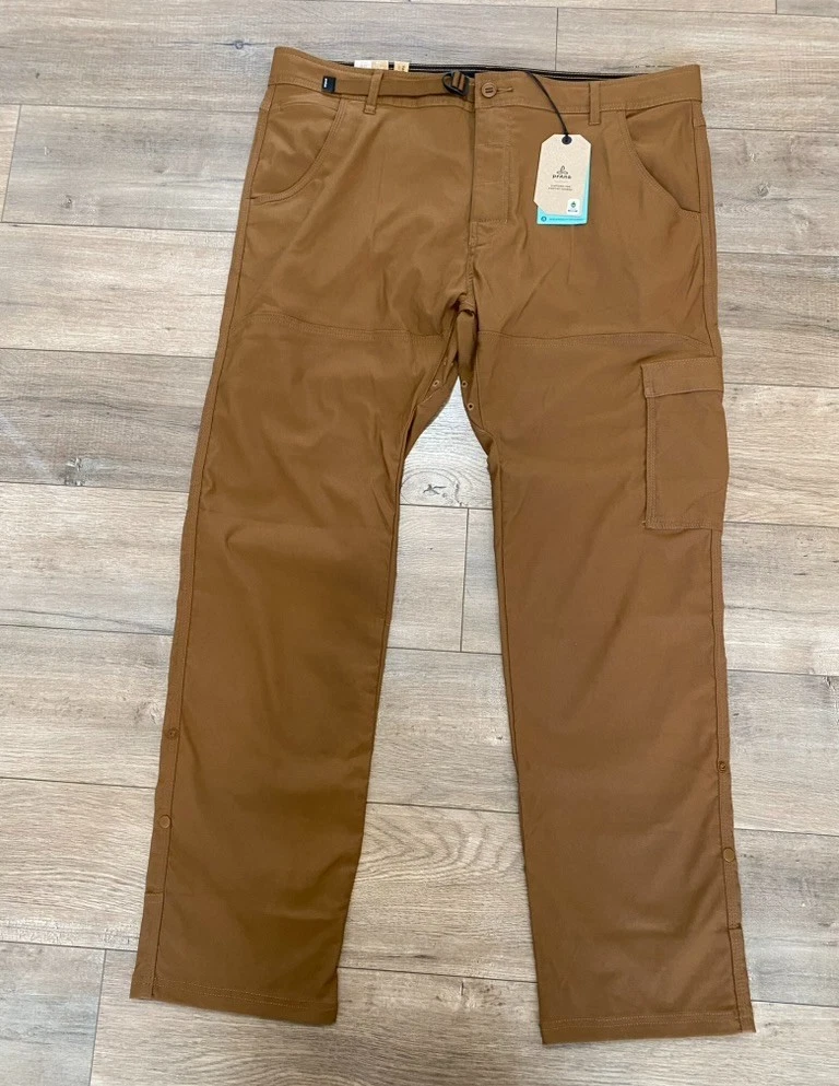 Prana Zion Cargo Pants II Mens 40X32 Belted Brown Straight Outdoor Hiking NEW