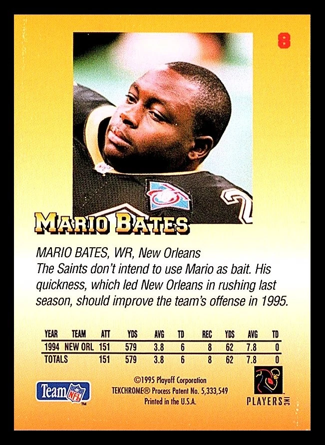 1995 Playoff Prime #8 Mario Bates - Image 2 of 2