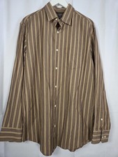 Banana Republic Button Down Brown Striped Shirt 100% Cotton Men's Size L