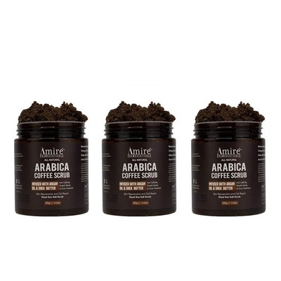 Three Pack of Amire Arabica Coffee Body Scrub, Infused with Argan Oil and...