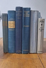 6 VTG Blue Staging Books Library Shabby Decor Stack Prop Farmhouse Worn