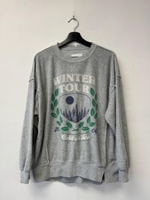 NWT Aerie Sweatshirt Small Gray Winter Tour Graphic Fleece Crewneck Pullover