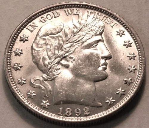 1892 Barber Liberty Half Dollar, Uncirculated, Better Date Silver 50C Coin