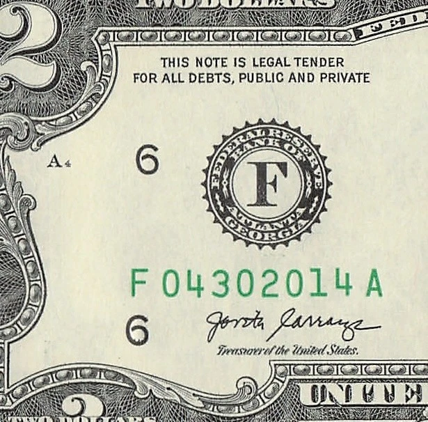 APRIL 30 2014 Birthday Date Note Fancy Serial Number Two Dollar Bill Crisp UNC - Image 3 of 4