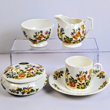 Aynsley Cottage Garden Tea Set England Bone China Cup Saucer Cream Sugar Trinket