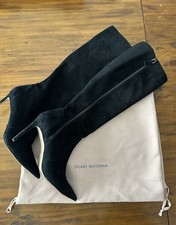 Stuart Weitzman Black Suede Knee High Zip Rid...