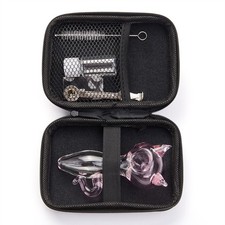 4" Cat Glass Tobacco Smoking Pipe with Brush Storage Box and Tool Hand Pipe