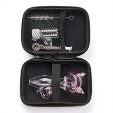 4" Cat Glass Tobacco Smoking Pipe with Brush Storage Box and Tool Hand Pipe