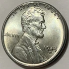 1943-D Lincoln Steel Wheat Cent UNC Double Nose, Outline Around Head,  Die Crack