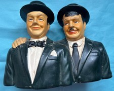 Retro Laurel and Hardy Bust Ceramic Ornament c.15cm tall