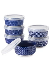 Ramekins with Lids 4 oz Ceramic Dipping Bowls Small Oven Safe Baking Cups