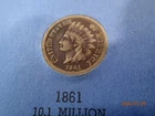 1861 Indian Head Cent From Collection Nice Civill War Era Example