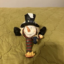 Vintage Snowman Stocking Hanger Christmas Decoration Ceramic Heavy Duty