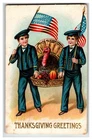 Vintage Thanksgiving Postcard Boys Flags Turkey Fruit Mauch Chunk PA Posted