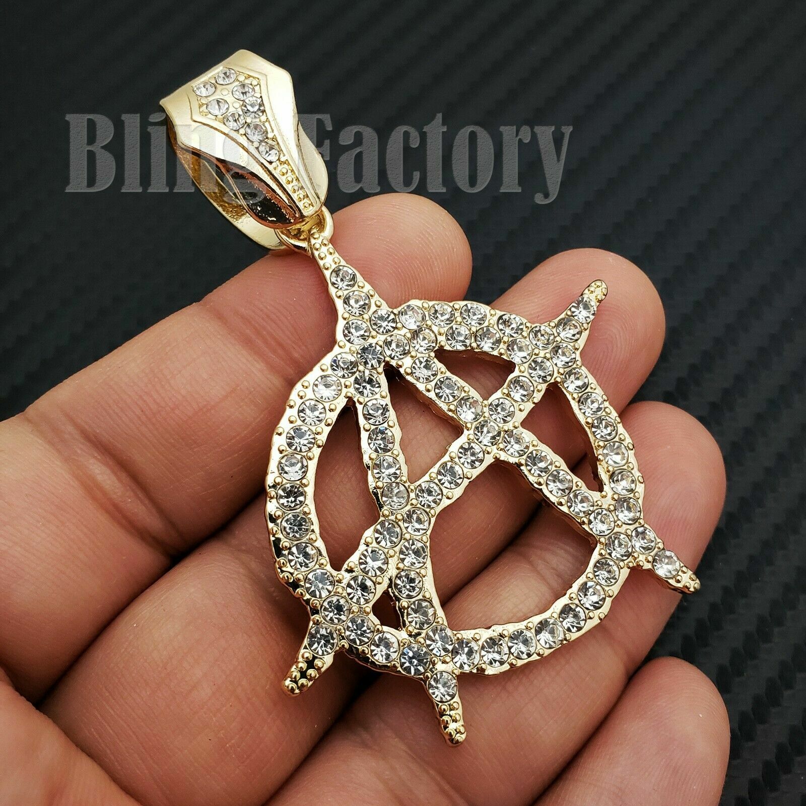 Anarchy Rope Chain Rapper Bling Full Icy Anarchy Pendant & 5mm 30