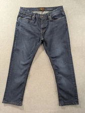 Copper Oak Jeans Mens Size 34x28 Blue Slim Straight Whiskers Dark Wash Y2K