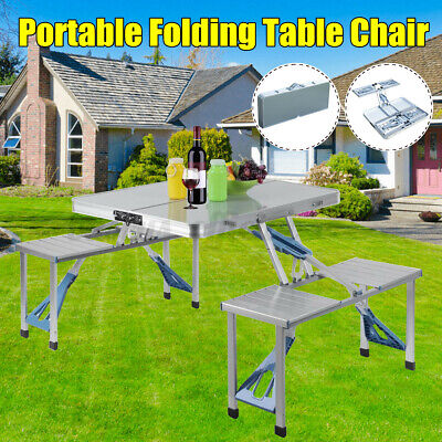 PORTABLE ALUMINIUM FOLDING PICNIC TABLE WITH 4 SEATS SET or Table/ Chairs/ Bench