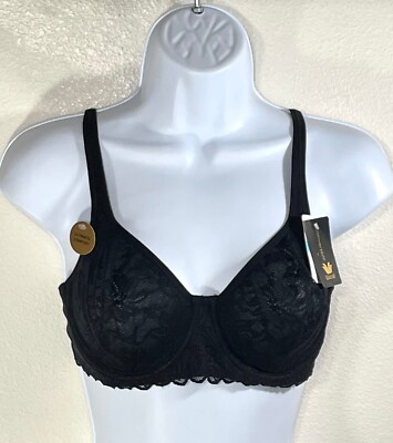 NWT Wacoal Women's 34C Soft Sense Full Coverage Lace Underwire Bra 851334 Black