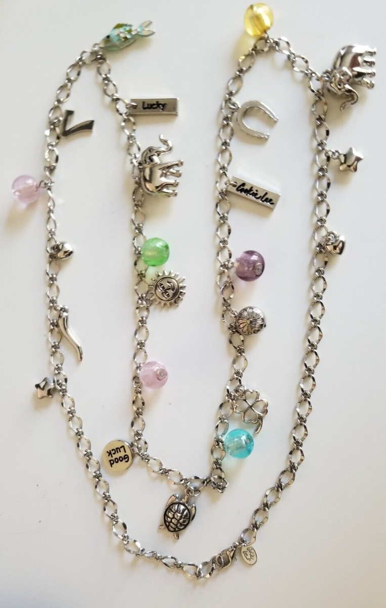 Cookie Lee Good Luck Charm Necklace Silvertone 32 inches | eBay