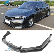 Fits 22-24 Honda Civic 11th Gen IKON Style PP Gloss Black Front Bumper Lip W/LED