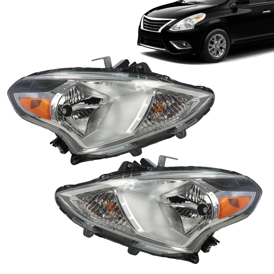 Headlights For 2015-2019 Nissan Versa Sedan Halogen Headlamp Assembly Left+Right Foto 2 de 4