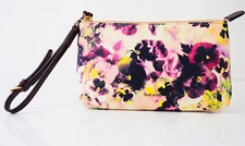 Paul Smith Leather Clutch Wristlet Cosmetic Make Up Bag Pansy Flowers Floral
