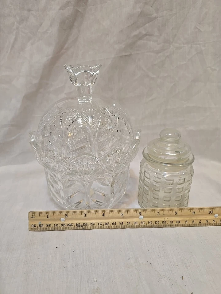 Кристально прозрачная стеклянная сахарница Fifth Avenue American с крышкой миска для конфет - Изображение 3 из 4