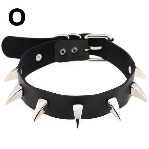 Women Men Gothic Rivet Heart Collar Punk Choker Girl PU Leather Necklace Jewelry - Picture 30 of 40