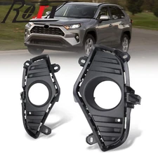 ROXX For 2019-2023 Toyota RAV4 2PCS Front Bumper Fog Light Bezel Covers Assembly