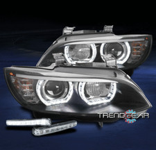 For 2007-2010 Bmw E92 E93 Hidxenon Halo Black Projector Headlight Wled Drl Kit