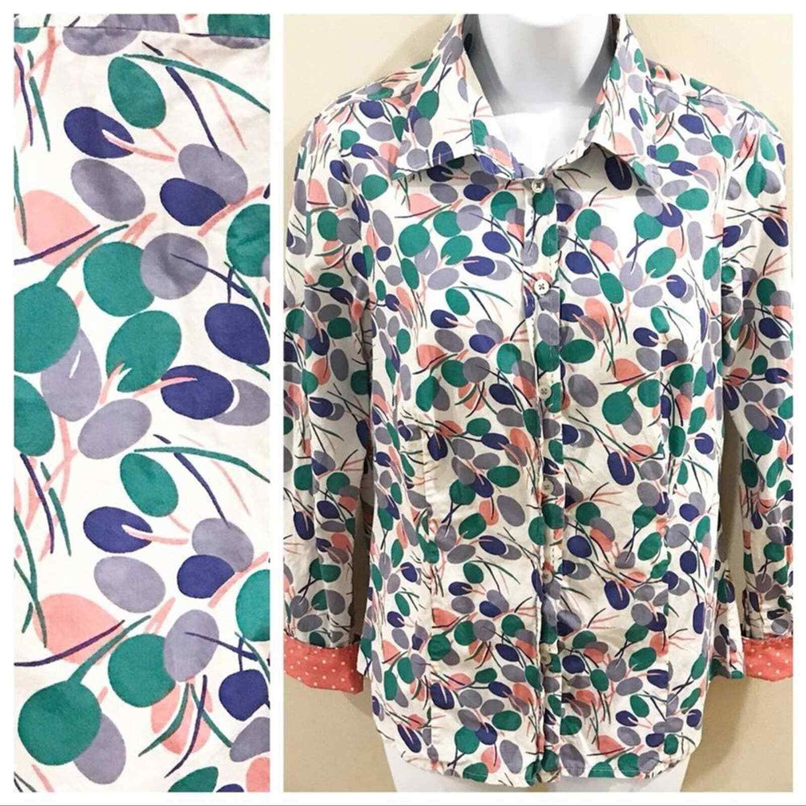 Boden Button Down Polka Dot Collared Long Sleeve … - image 11