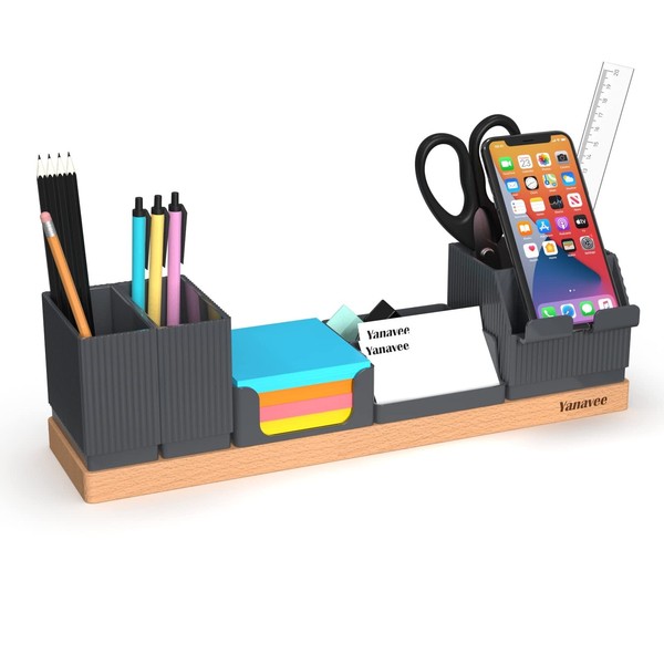 ✅ Schreibtisch Organizer Tischorganizer Holz BüRo Einstellbaren Stifthalter-image