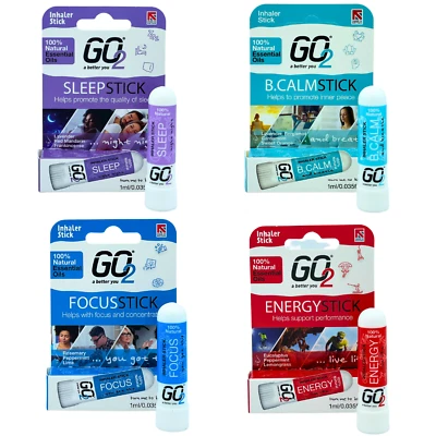 Go2 100% Natural Essential Oil Nasal Inhaler Stick SLEEP-B.CALM-FOCUS-ENERGY