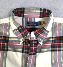 Polo Ralph Lauren Shirt Mens Large Red Ivory Plaid Flannel Cabin Ranch Country