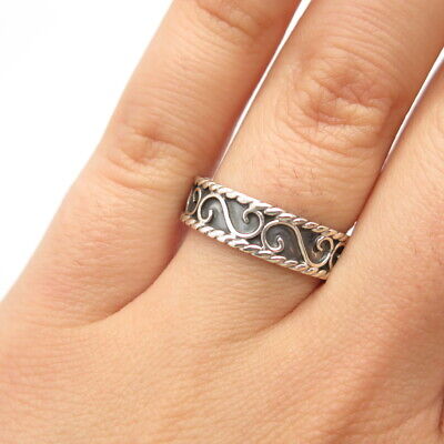 925 Sterling Silver Vintage Mexico Twisted Ornate Band Ring 925 Sterling Silver Vintage Mexico Twisted Ornate Band Ring