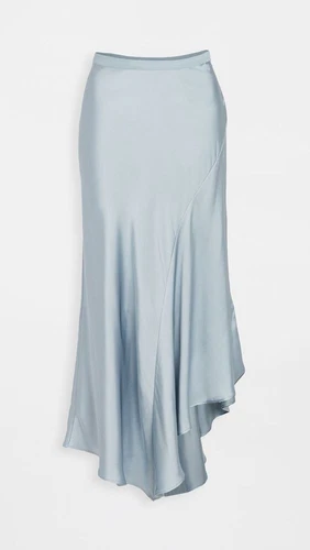 Anine Bing Bailey Blue Silk Asymmetric Slip Midi Skirt Size L BNWT