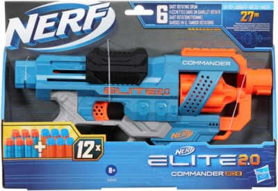 Nerf Elite 2.0 Commander RD-6 Blaster, 12 offizielle Nerf Darts, 6 Dart Rotating